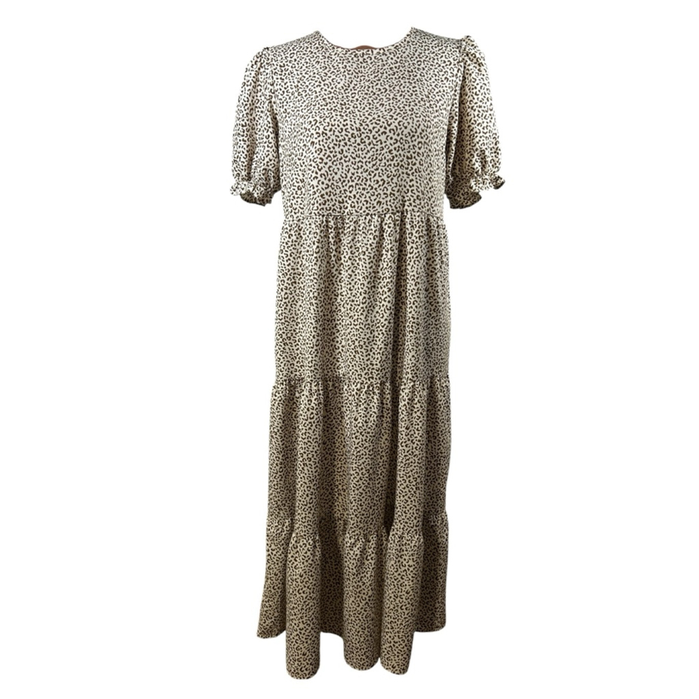 PRETTYGARDEN Maxi Dress S Brown and Cream Leopard Print - Picture 2 of 7